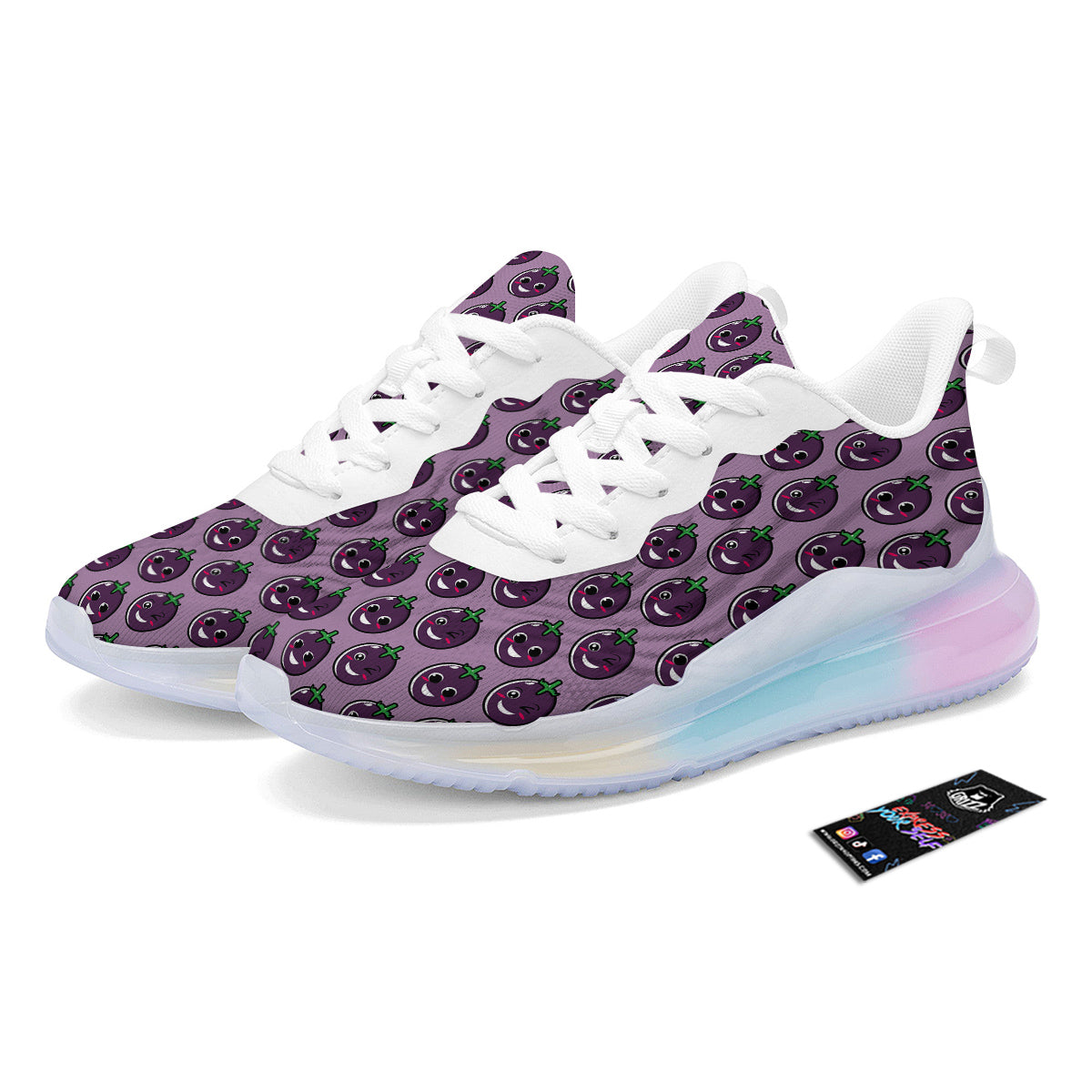 Eggplant Cute Print Pattern Running Sneakers-grizzshop