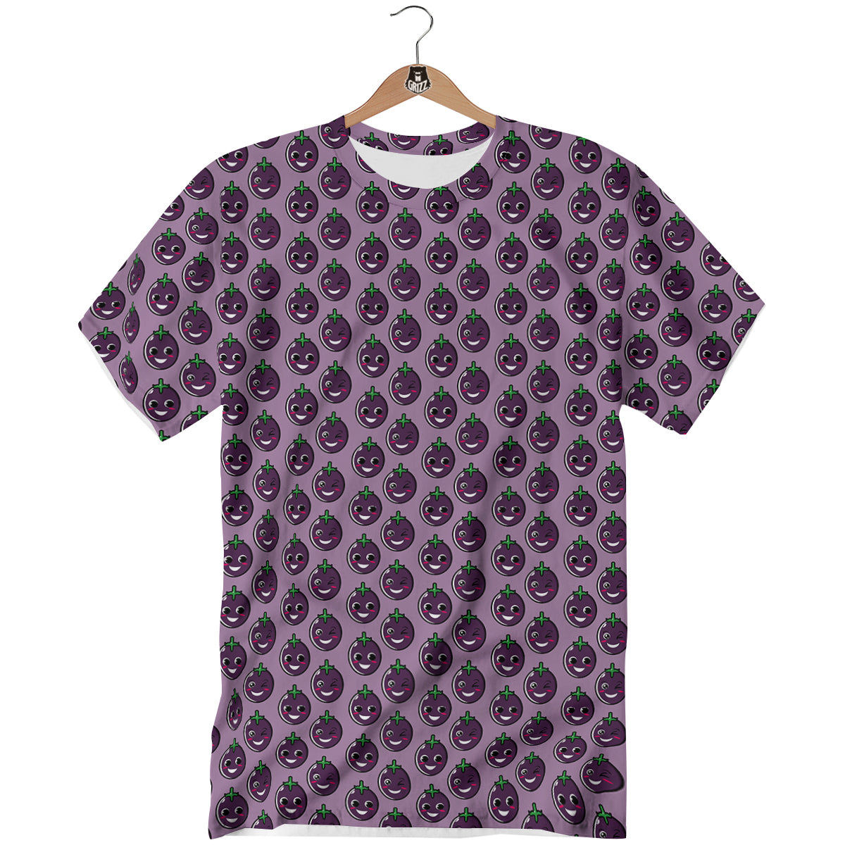 Eggplant Cute Print Pattern T-Shirt-grizzshop