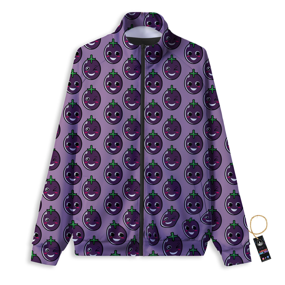 Eggplant Cute Print Pattern Track Jacket-grizzshop