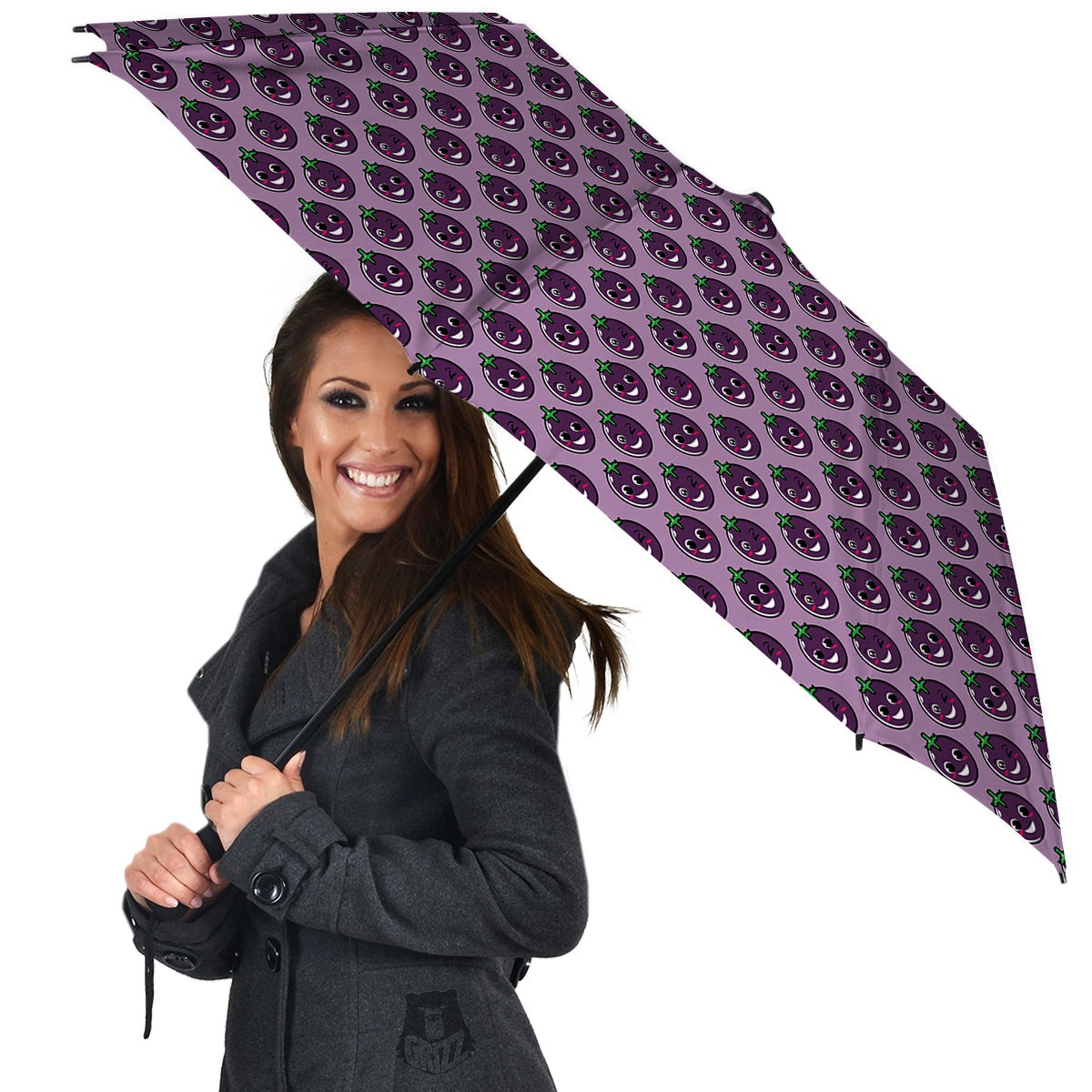 Eggplant Cute Print Pattern Umbrella-grizzshop
