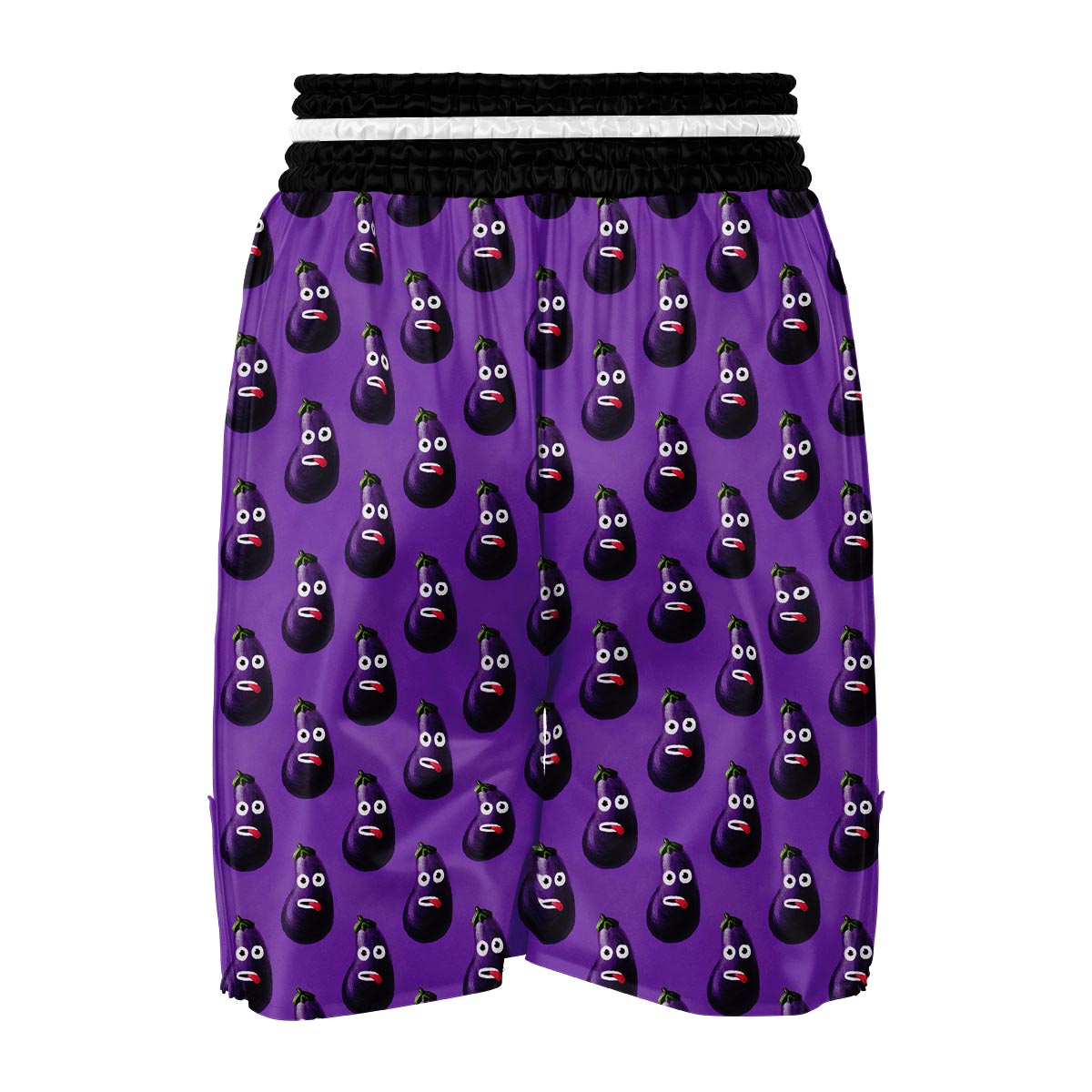 Eggplant Funny Pattern Print Boxing Shorts-grizzshop