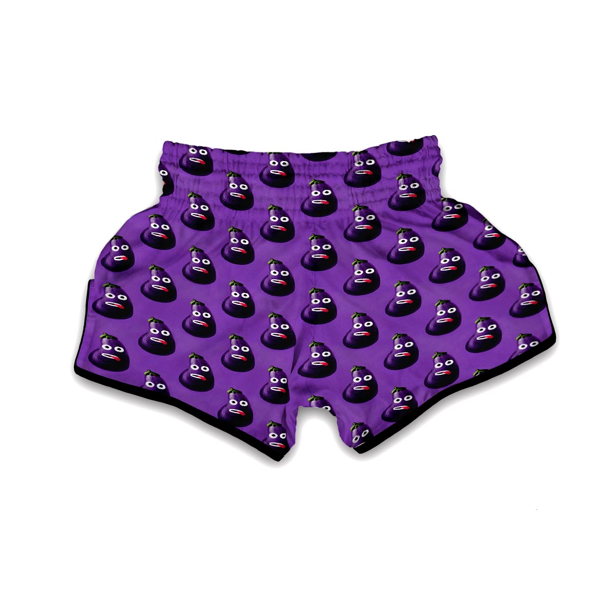 Eggplant Funny Pattern Print Muay Thai Boxing Shorts-grizzshop