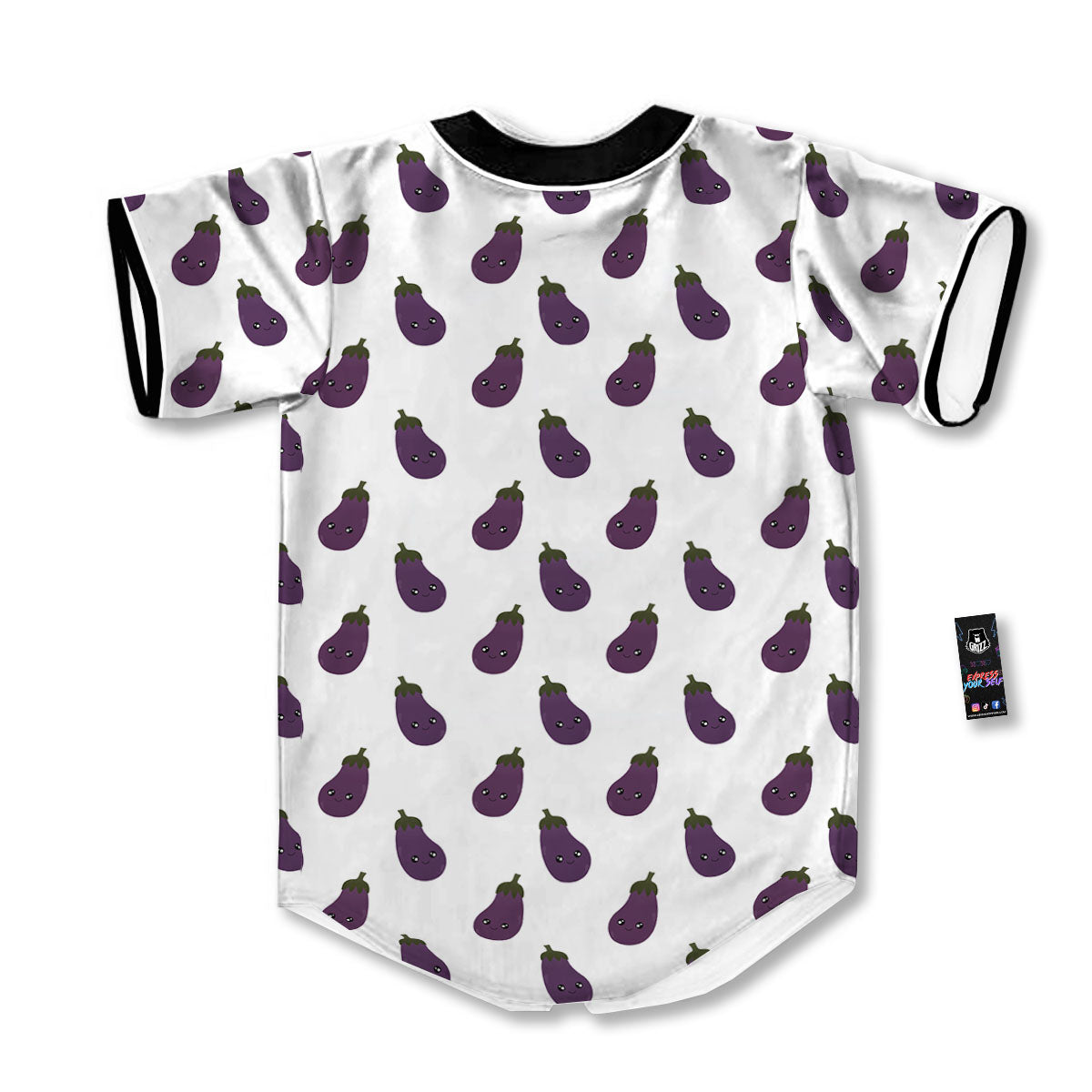 Eggplant Funny Print Pattern Baseball Jersey-grizzshop