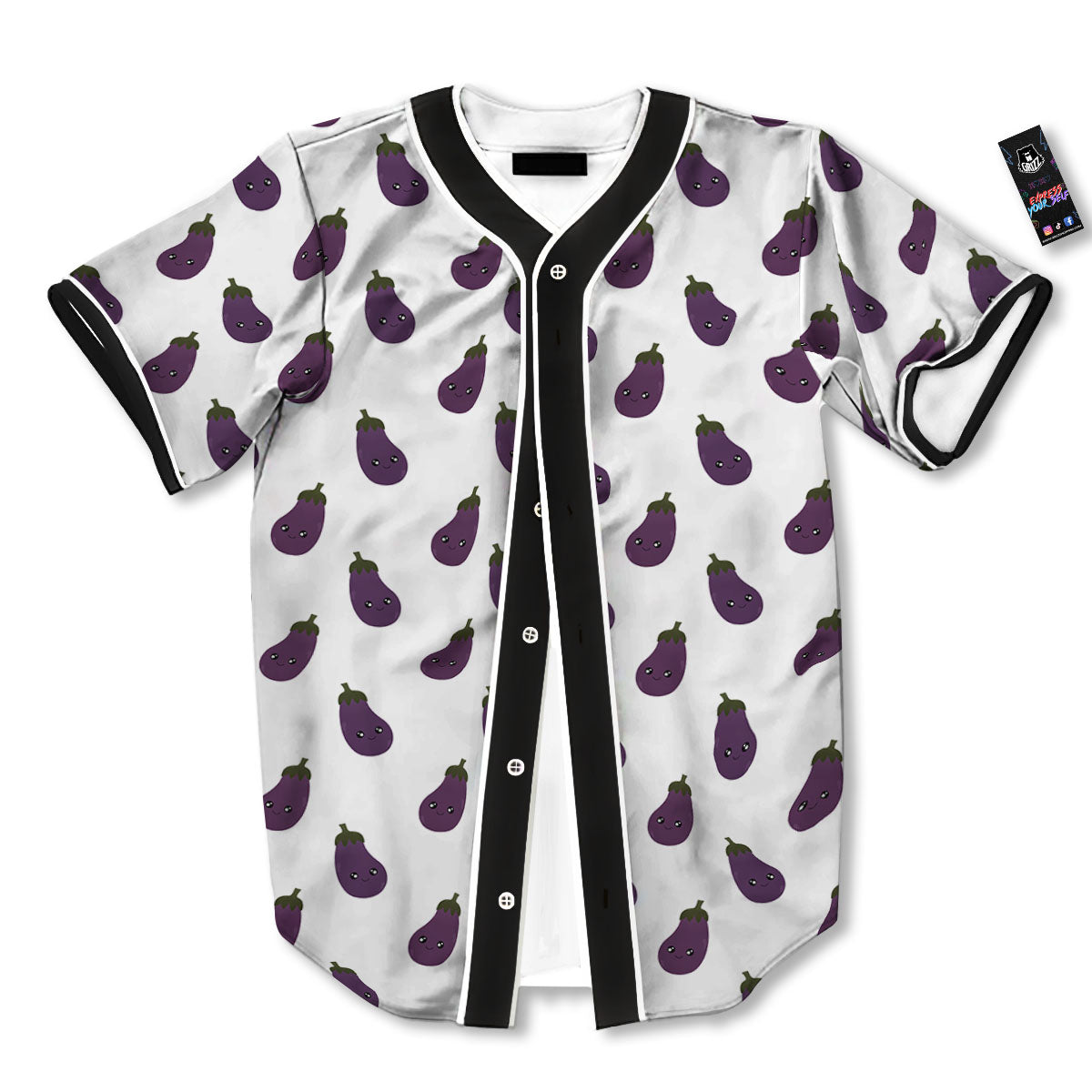 Eggplant Funny Print Pattern Baseball Jersey-grizzshop