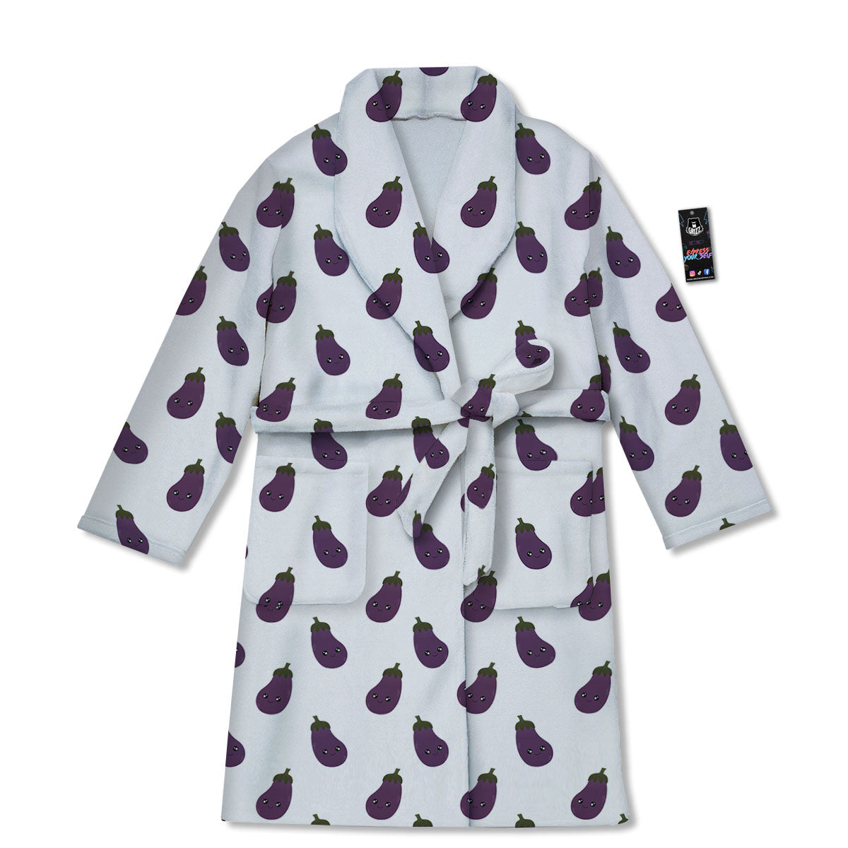 Eggplant Funny Print Pattern Bathrobe-grizzshop
