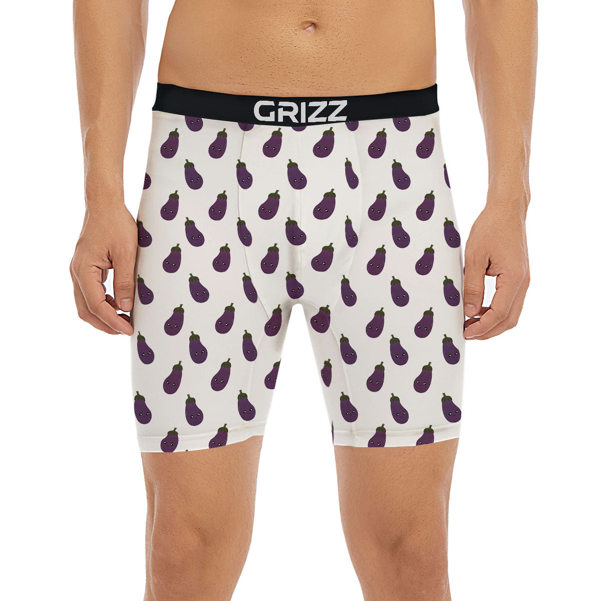 Eggplant Funny Print Pattern Boxer Briefs-grizzshop