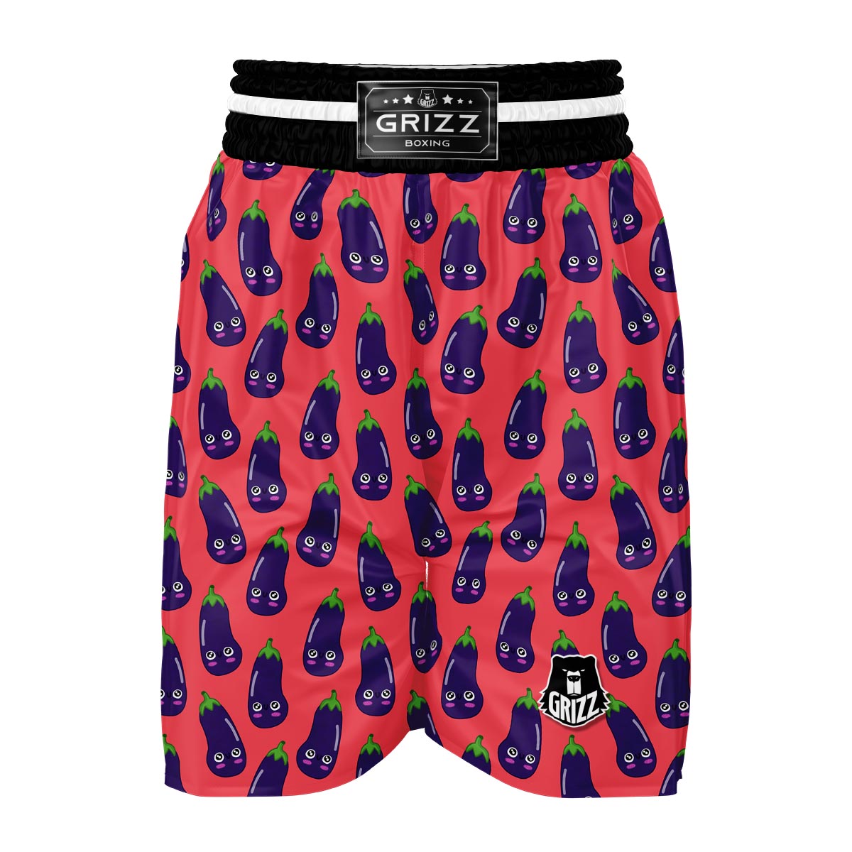 Eggplant Funny Print Pattern Boxing Shorts-grizzshop