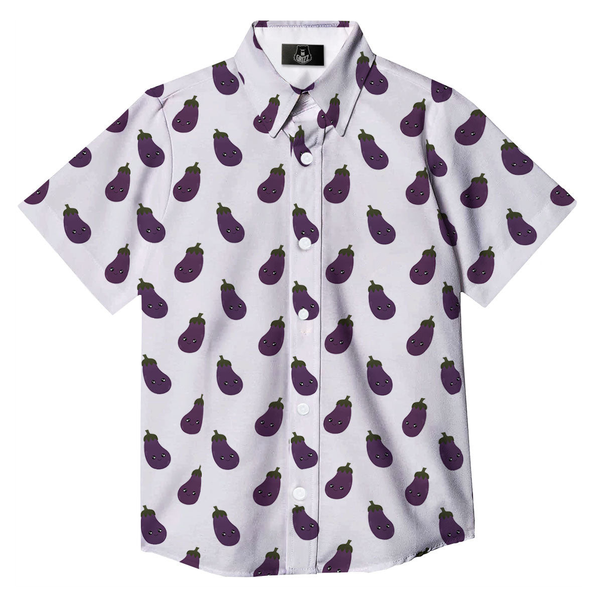 Eggplant Funny Print Pattern Button Up Shirt-grizzshop
