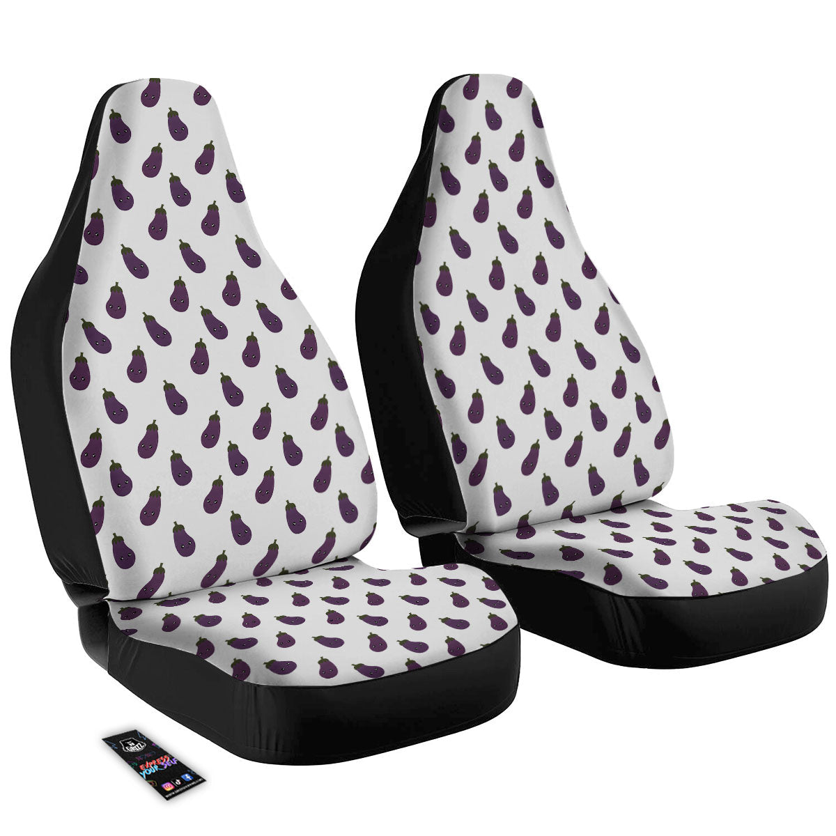 Eggplant Funny Print Pattern Car Seat Covers-grizzshop