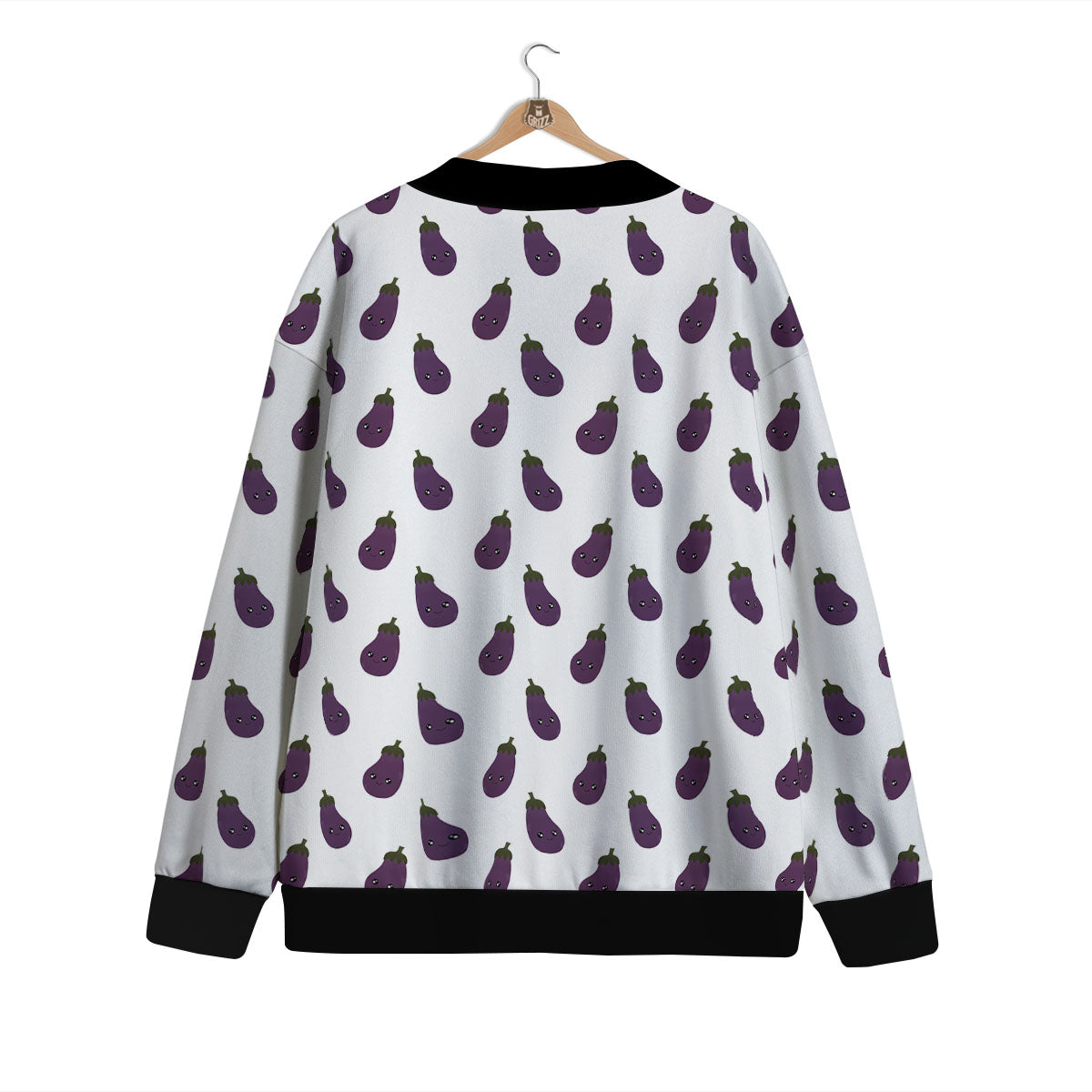 Eggplant Funny Print Pattern Cardigan-grizzshop