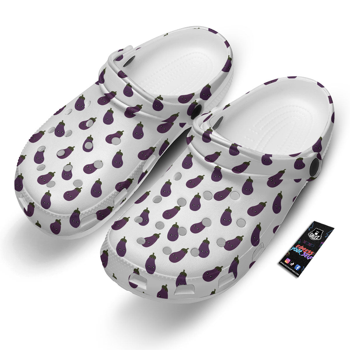 Eggplant Funny Print Pattern Clog-grizzshop