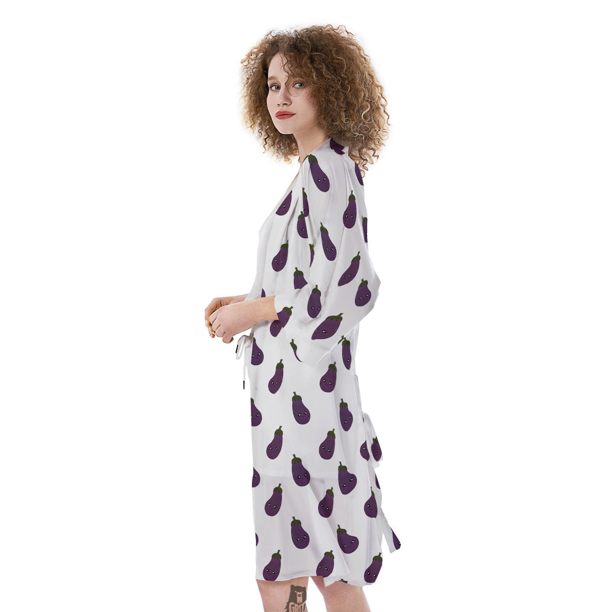 Eggplant Funny Print Pattern Kimono-grizzshop