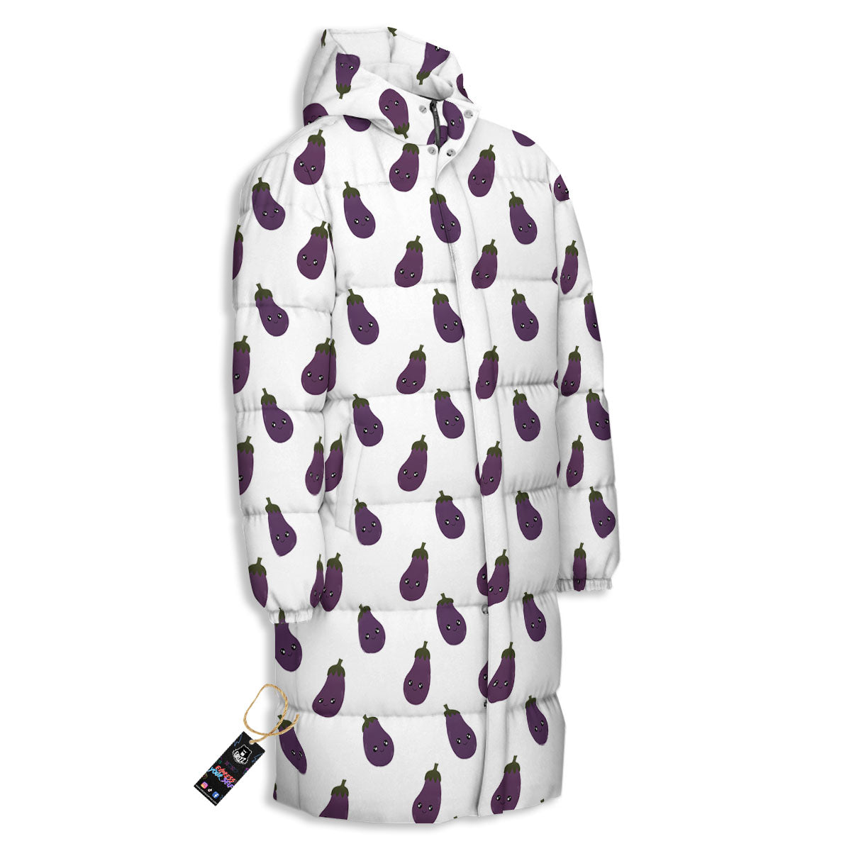 Eggplant Funny Print Pattern Long Down Jacket-grizzshop