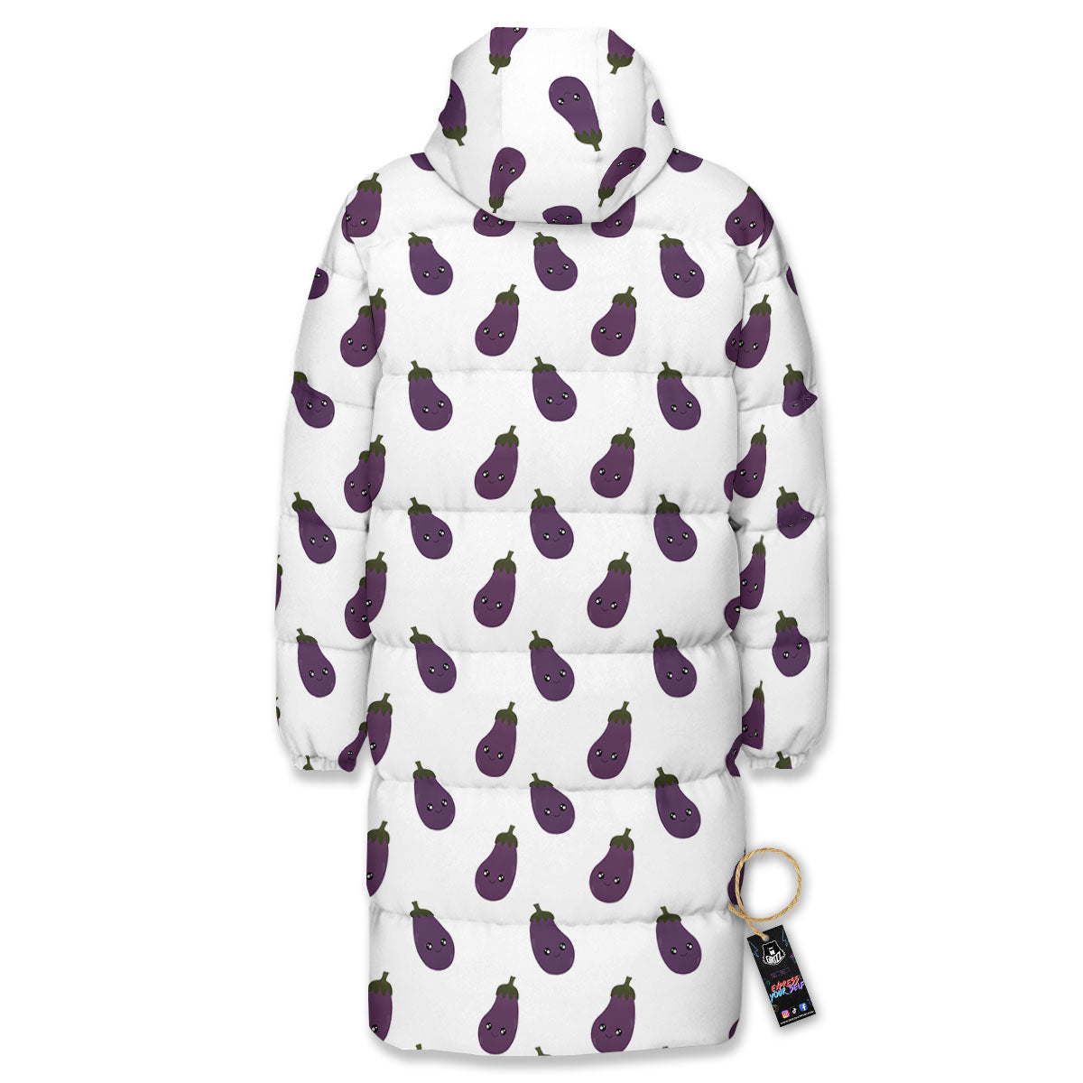 Eggplant Funny Print Pattern Long Down Jacket-grizzshop