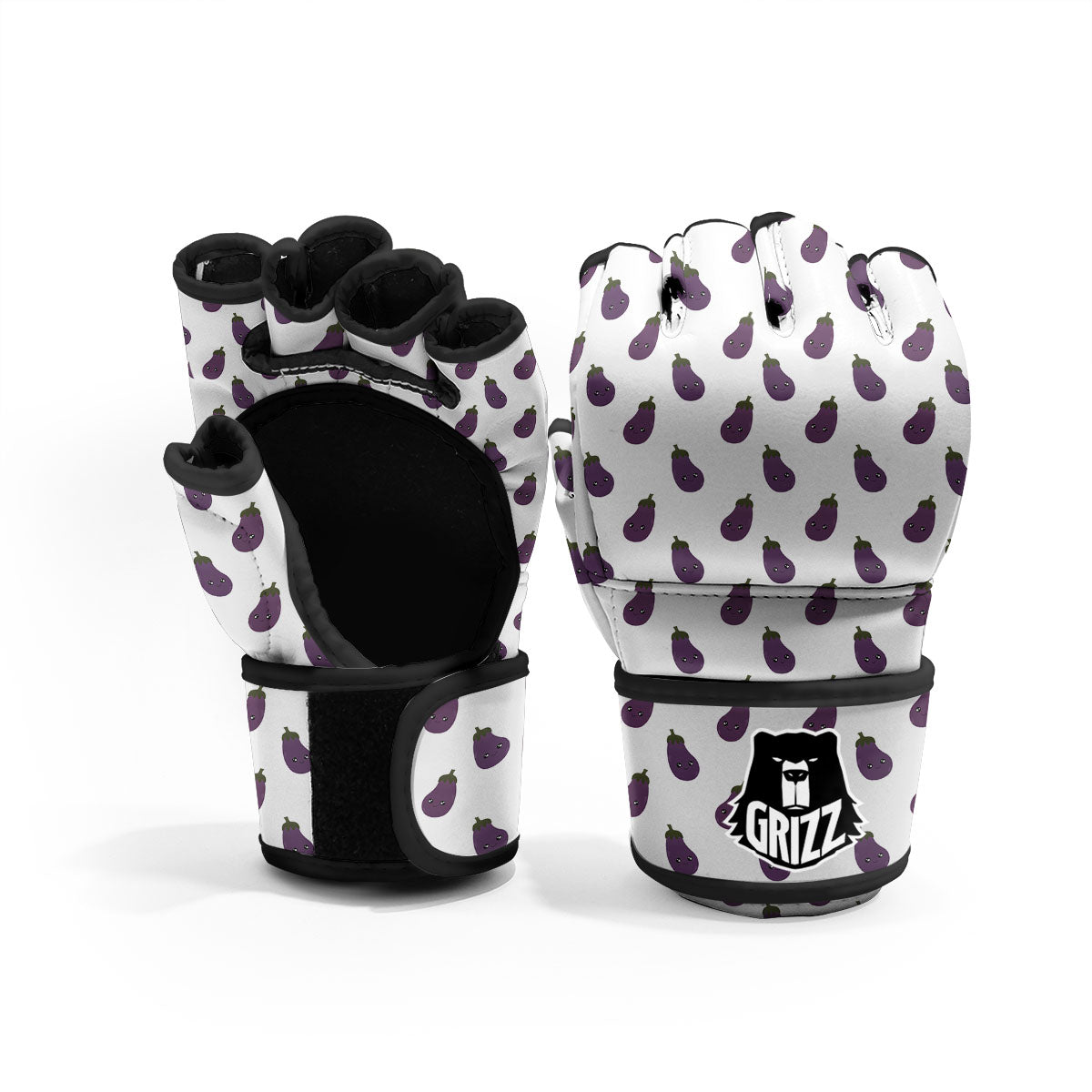 Eggplant Funny Print Pattern MMA Gloves-grizzshop