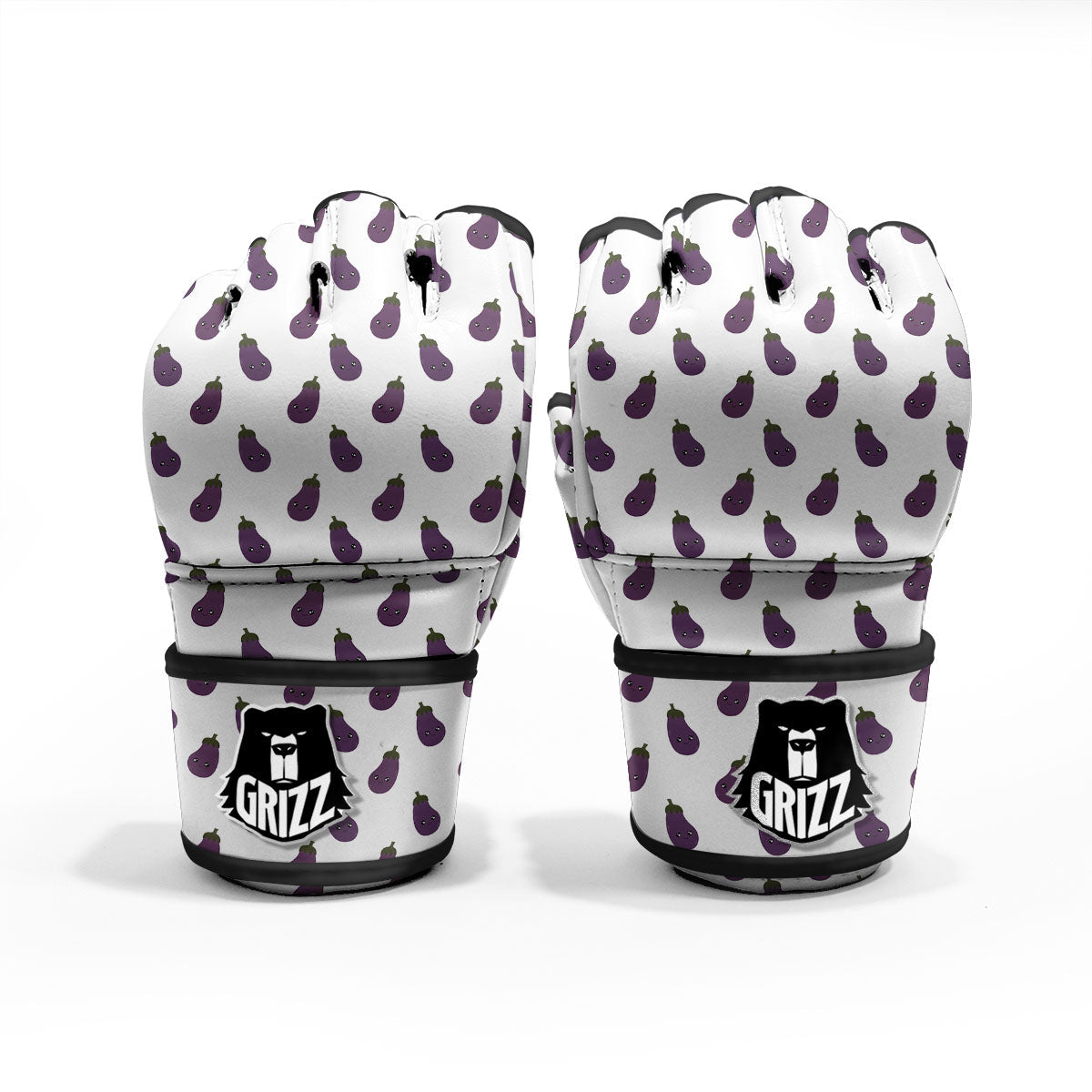 Eggplant Funny Print Pattern MMA Gloves-grizzshop