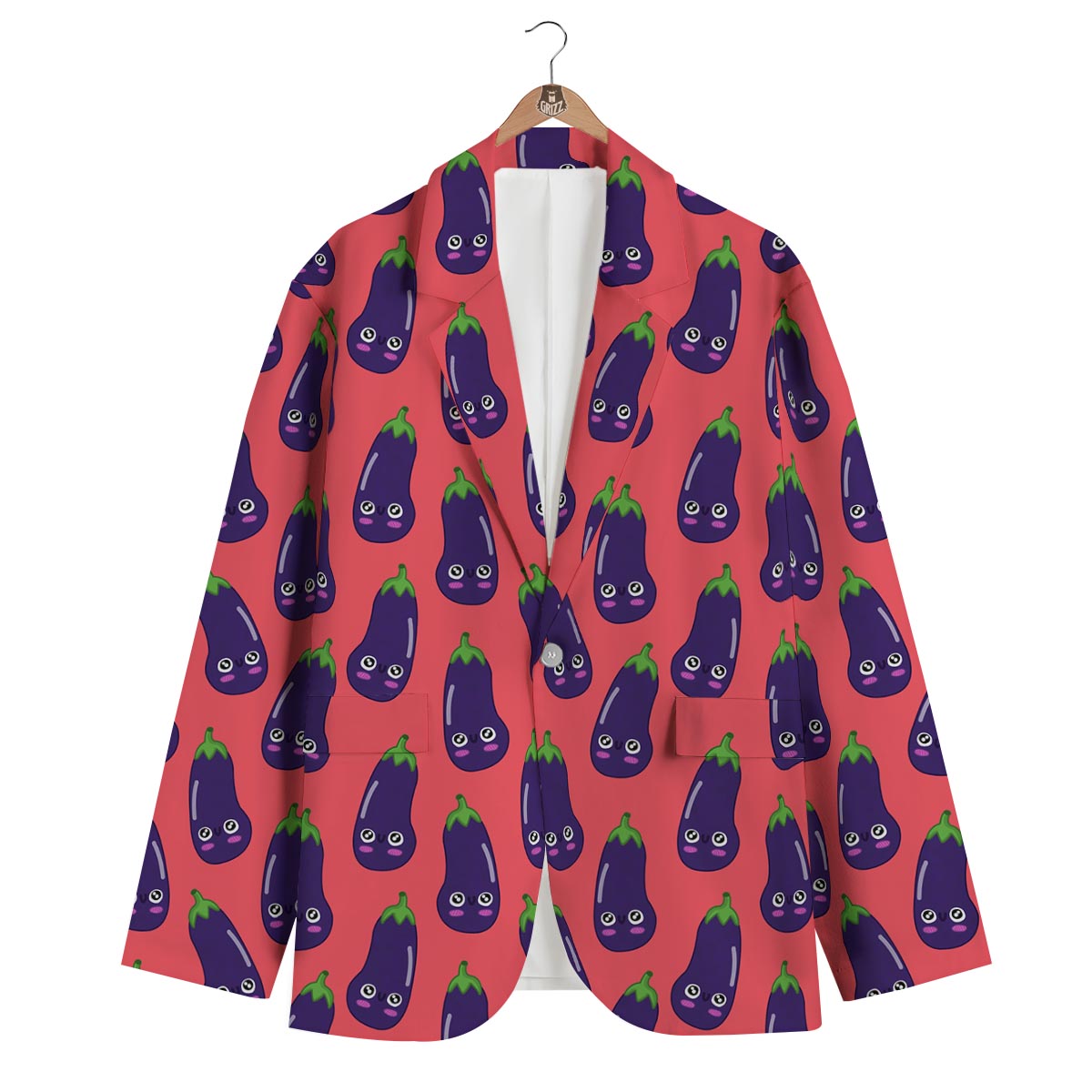 Eggplant Funny Print Pattern Men's Blazer-grizzshop