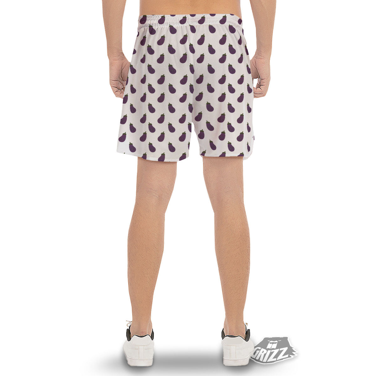 Eggplant Funny Print Pattern Men's Gym Shorts-grizzshop