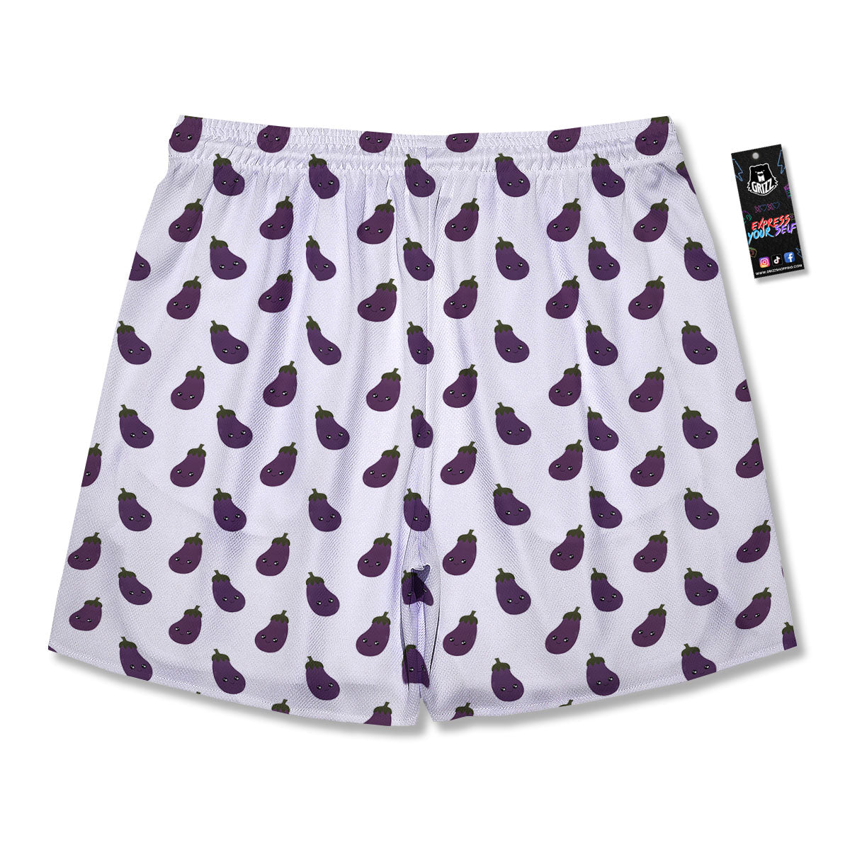 Eggplant Funny Print Pattern Men's Running Shorts-grizzshop