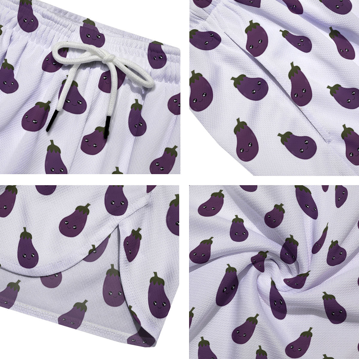Eggplant Funny Print Pattern Men's Running Shorts-grizzshop
