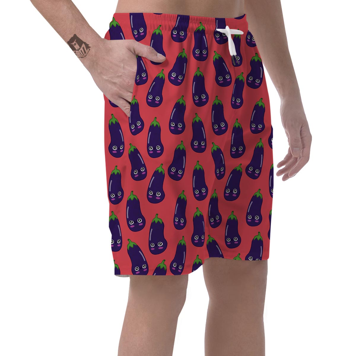 Eggplant Funny Print Pattern Men's Shorts-grizzshop