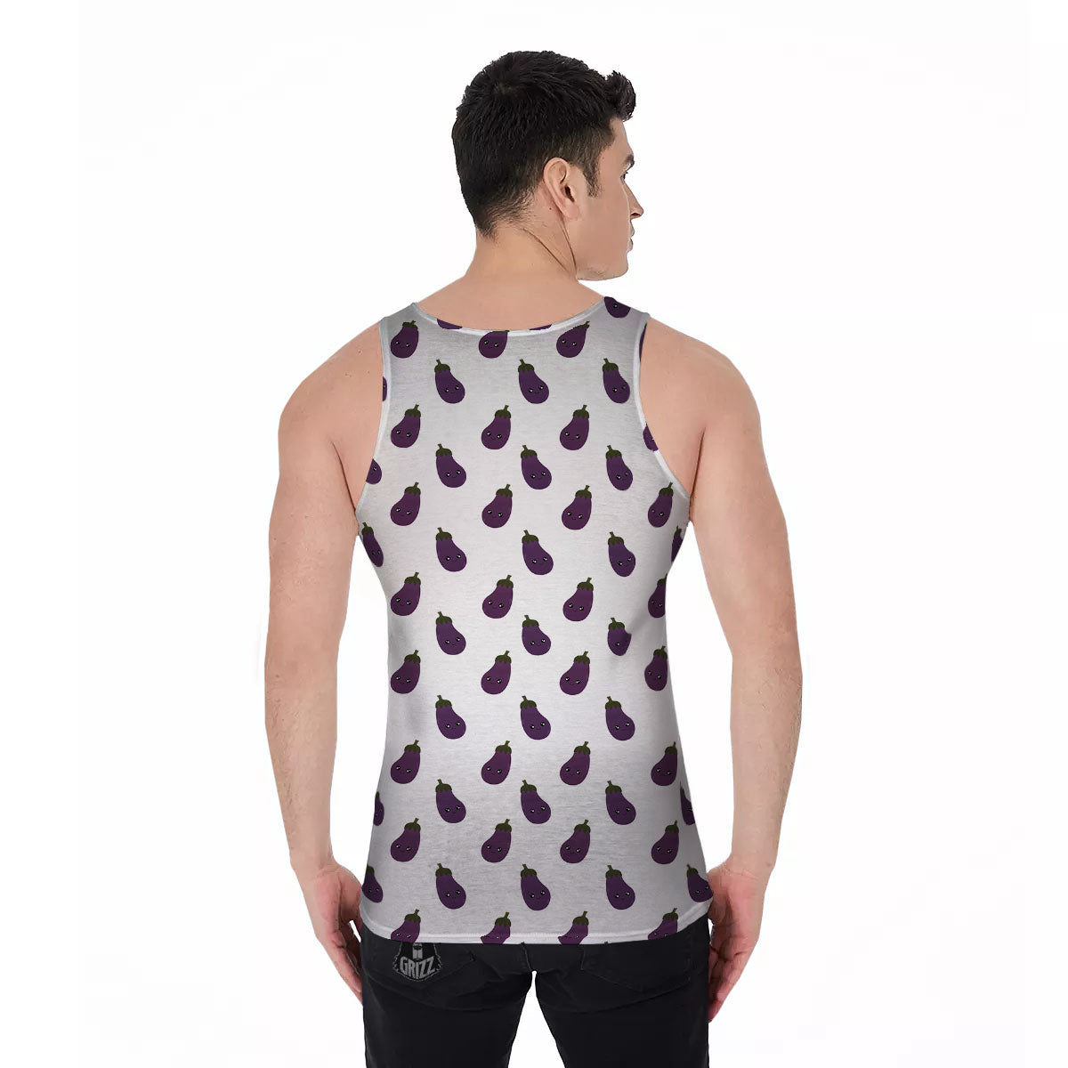 Eggplant Funny Print Pattern Men's Tank Top-grizzshop