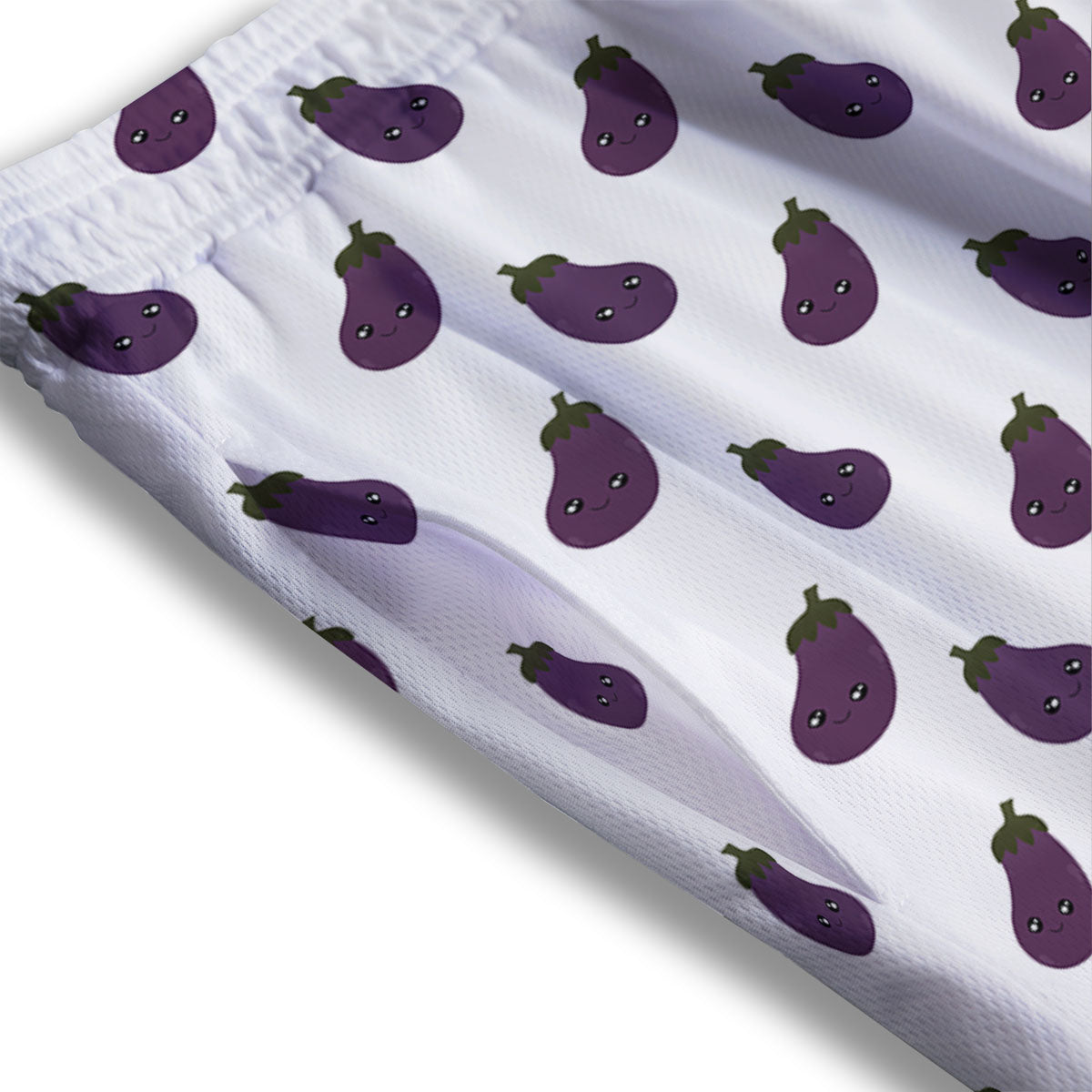 Eggplant Funny Print Pattern Mesh Shorts