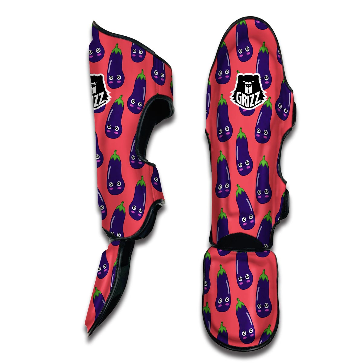 Eggplant Funny Print Pattern Muay Thai Shin Guards-grizzshop