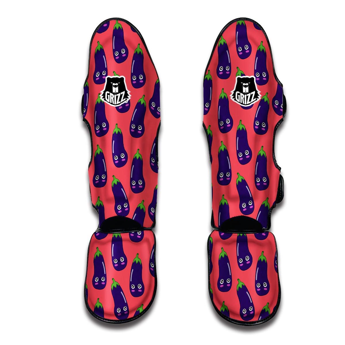 Eggplant Funny Print Pattern Muay Thai Shin Guards-grizzshop