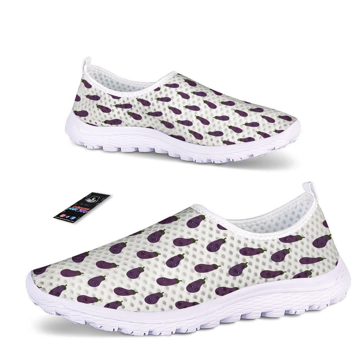 Eggplant Funny Print Pattern Nurse Shoes-grizzshop