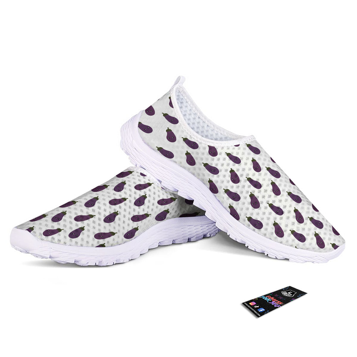 Eggplant Funny Print Pattern Nurse Shoes-grizzshop