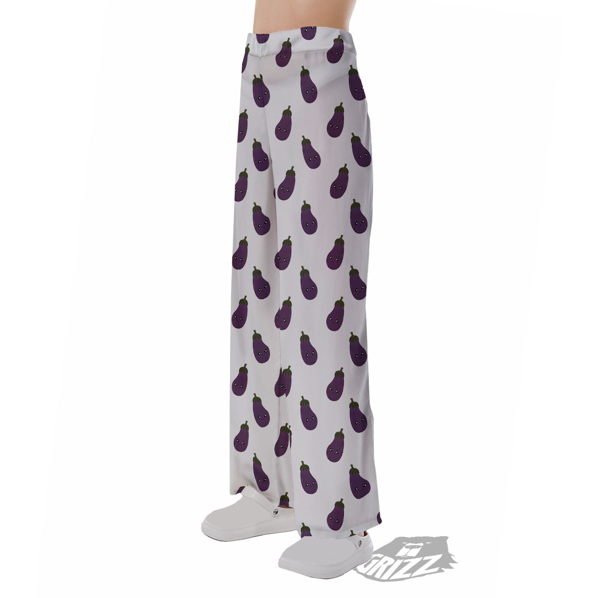 Eggplant Funny Print Pattern Pajama Pants-grizzshop