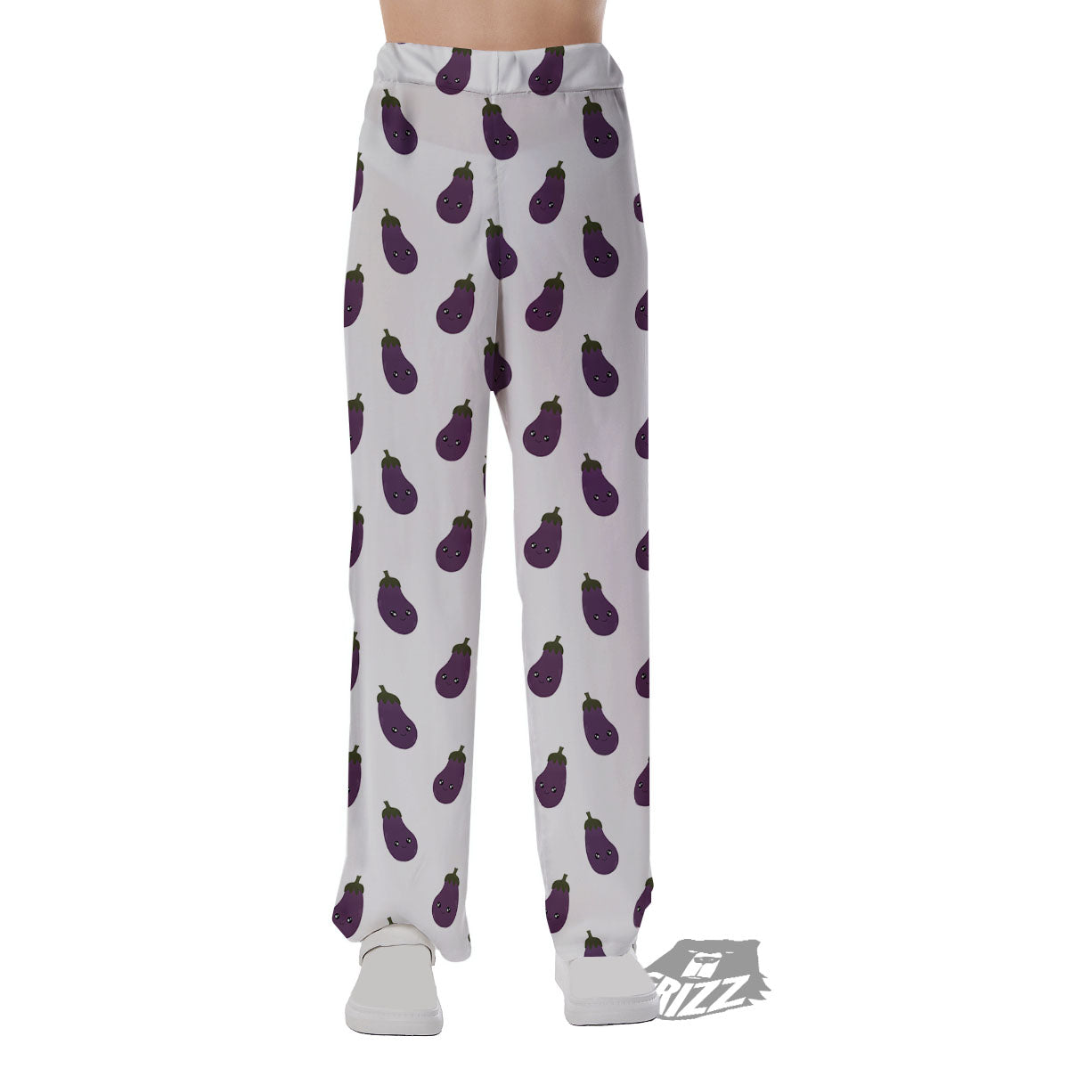 Eggplant Funny Print Pattern Pajama Pants-grizzshop