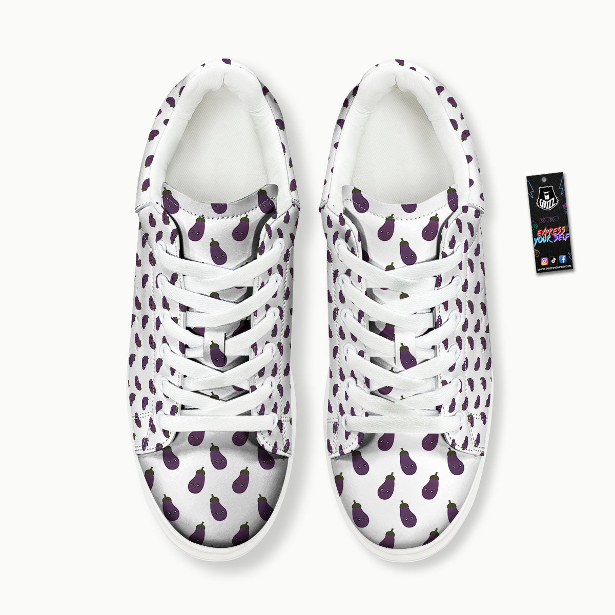 Eggplant Funny Print Pattern Platform Shoes-grizzshop