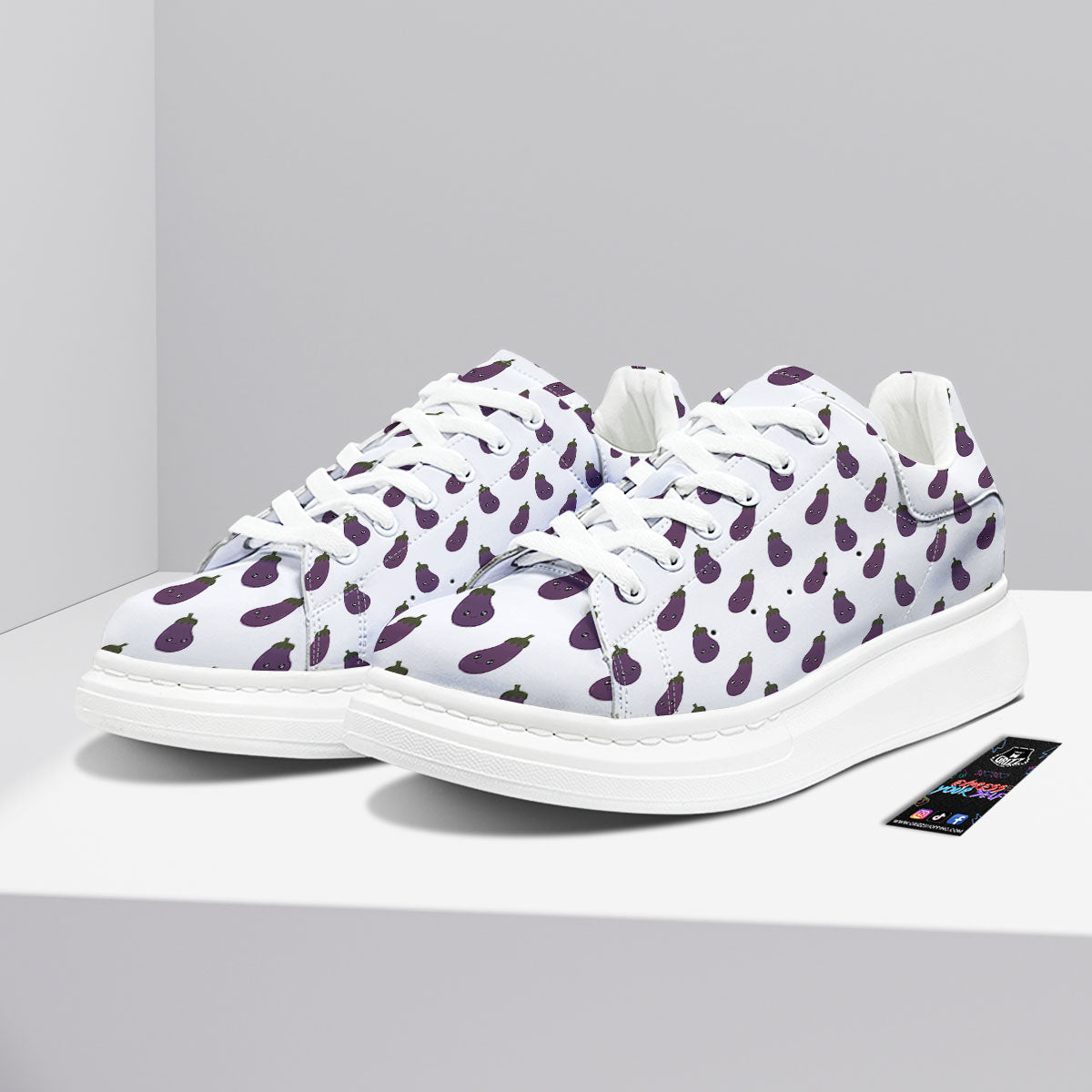 Eggplant Funny Print Pattern Platform Shoes-grizzshop