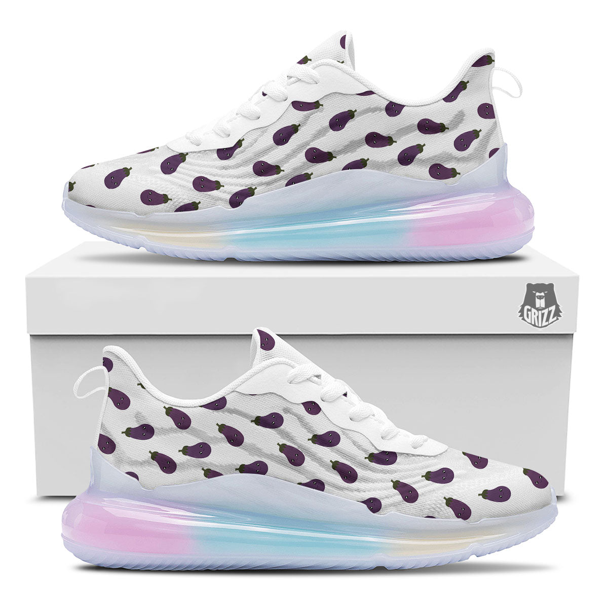 Eggplant Funny Print Pattern Running Sneakers-grizzshop