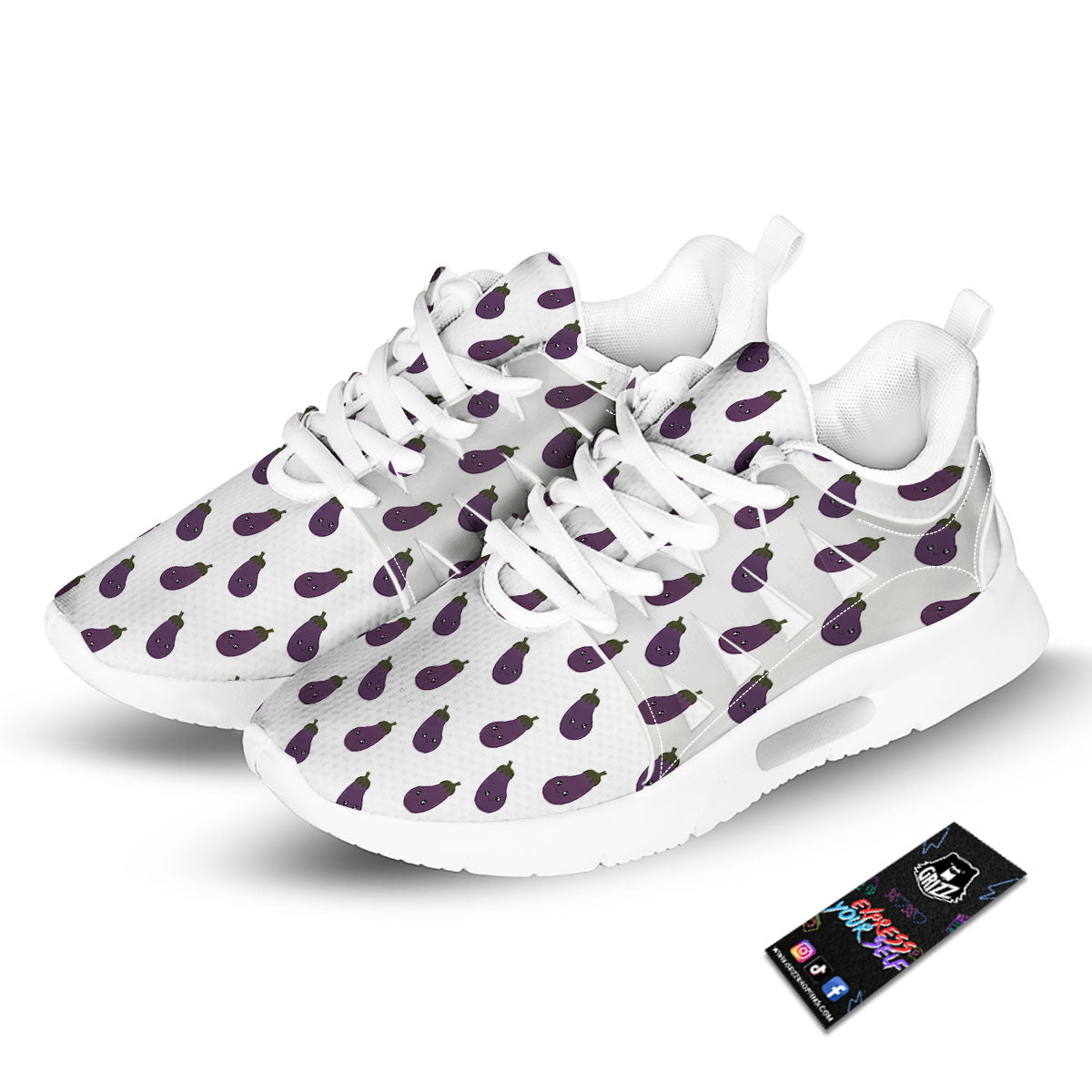 Eggplant Funny Print Pattern Tennis Shoes-grizzshop