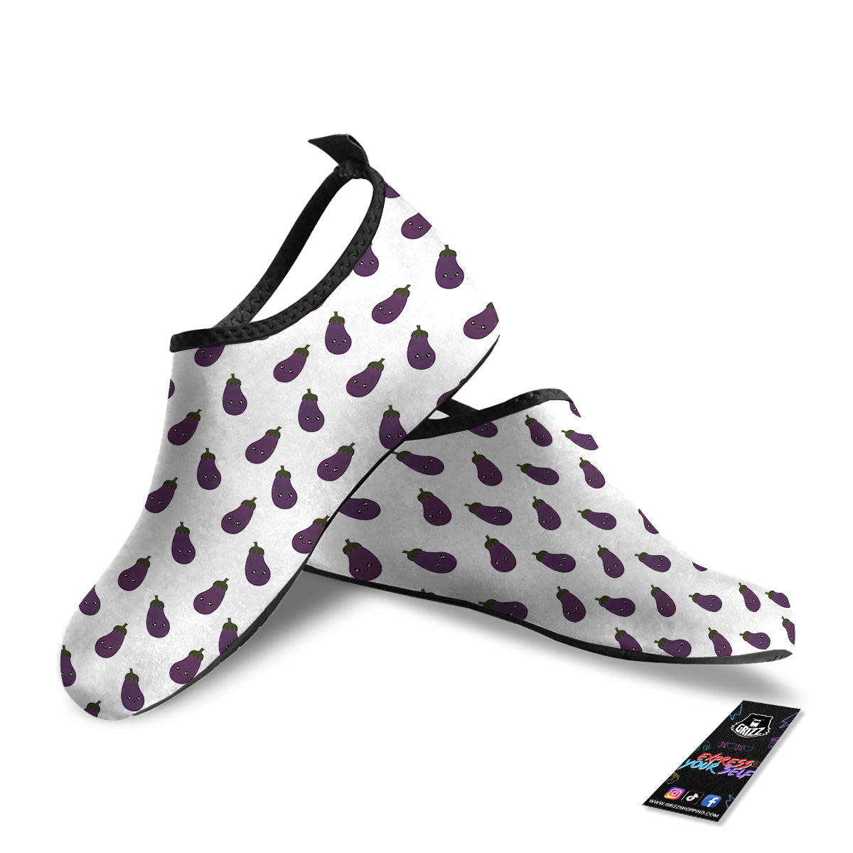 Eggplant Funny Print Pattern Water Shoes-grizzshop