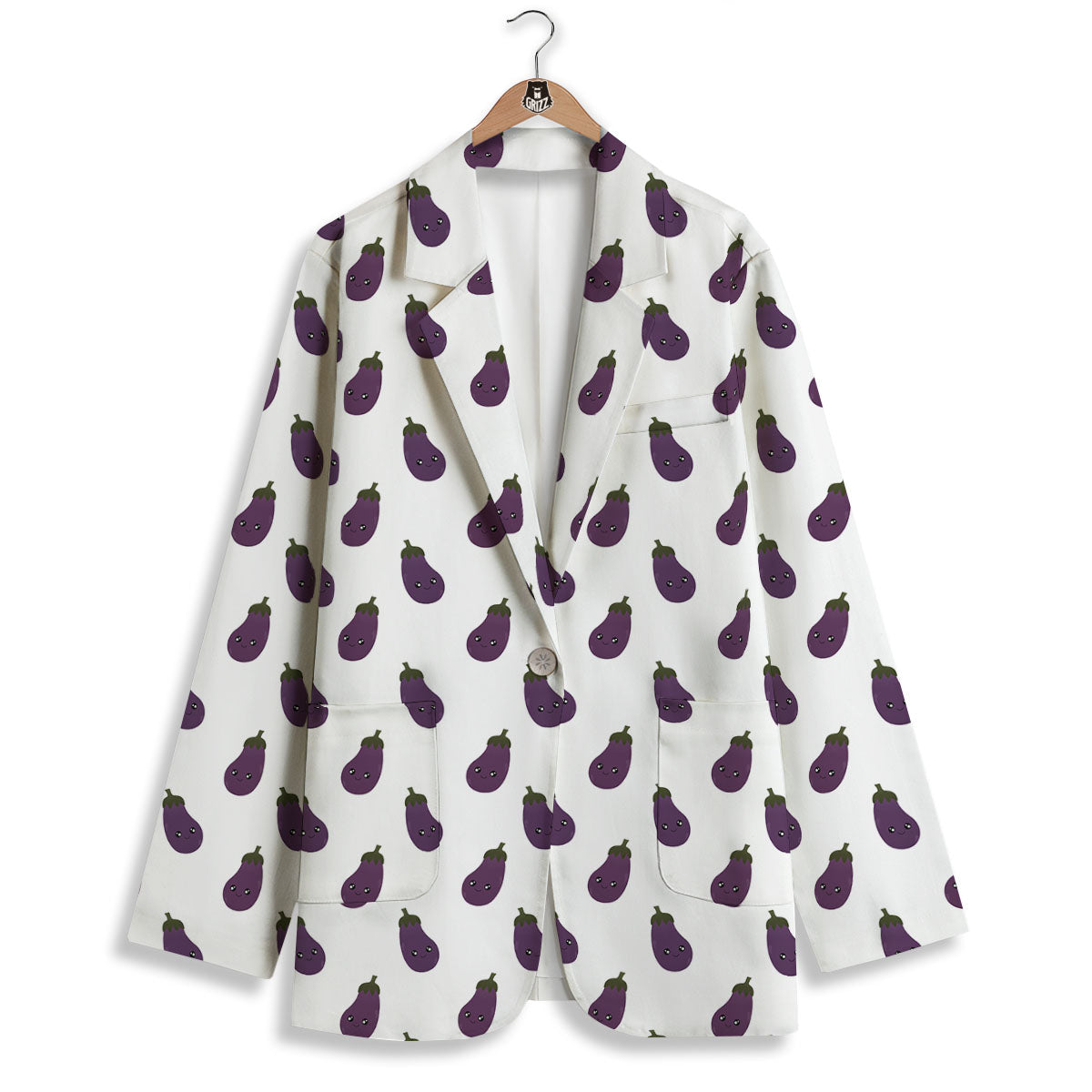 Eggplant Funny Print Pattern Women's Blazer-grizzshop