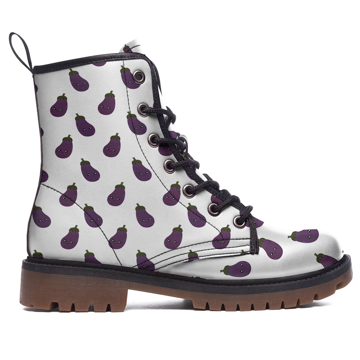Eggplant Funny Print Pattern Work Boots-grizzshop
