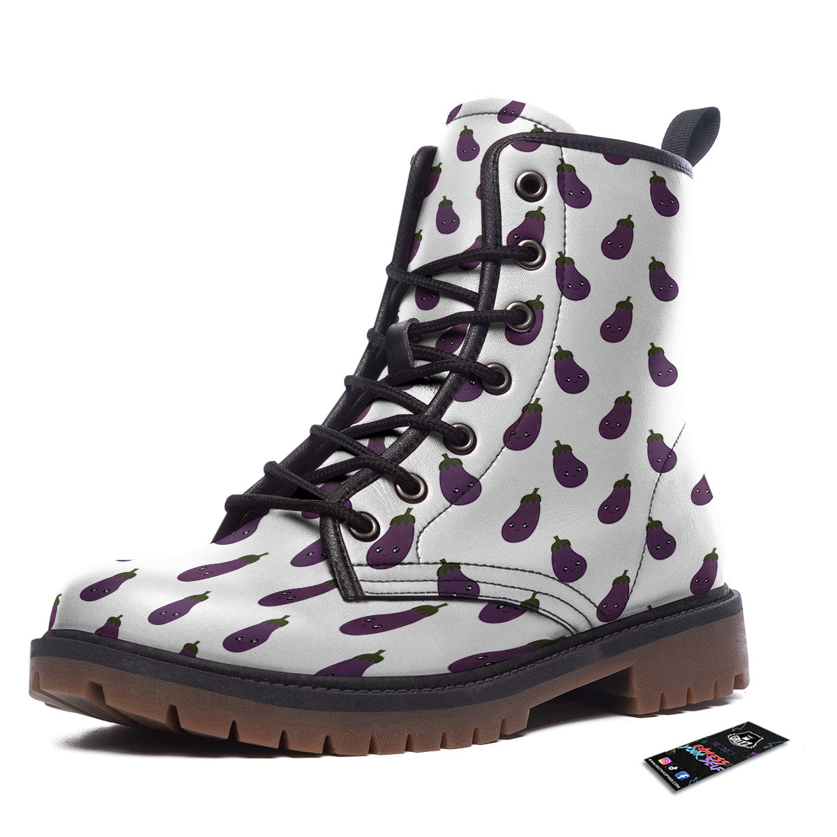 Eggplant Funny Print Pattern Work Boots-grizzshop