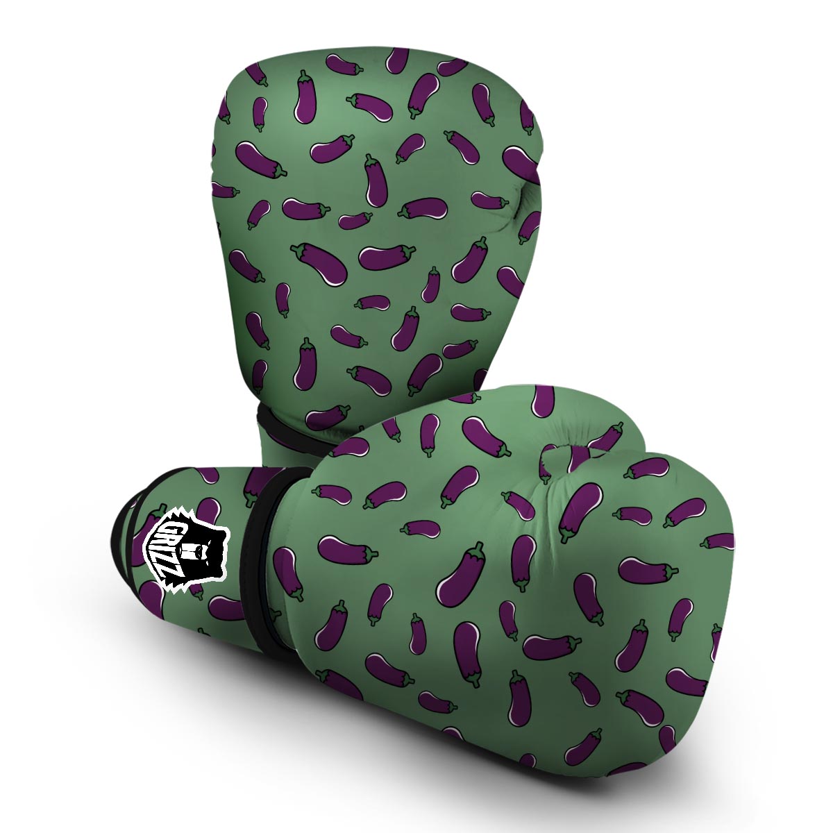 Eggplant Pattern Print Boxing Gloves-grizzshop