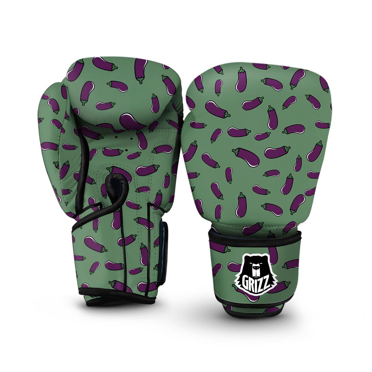 Eggplant Pattern Print Boxing Gloves-grizzshop