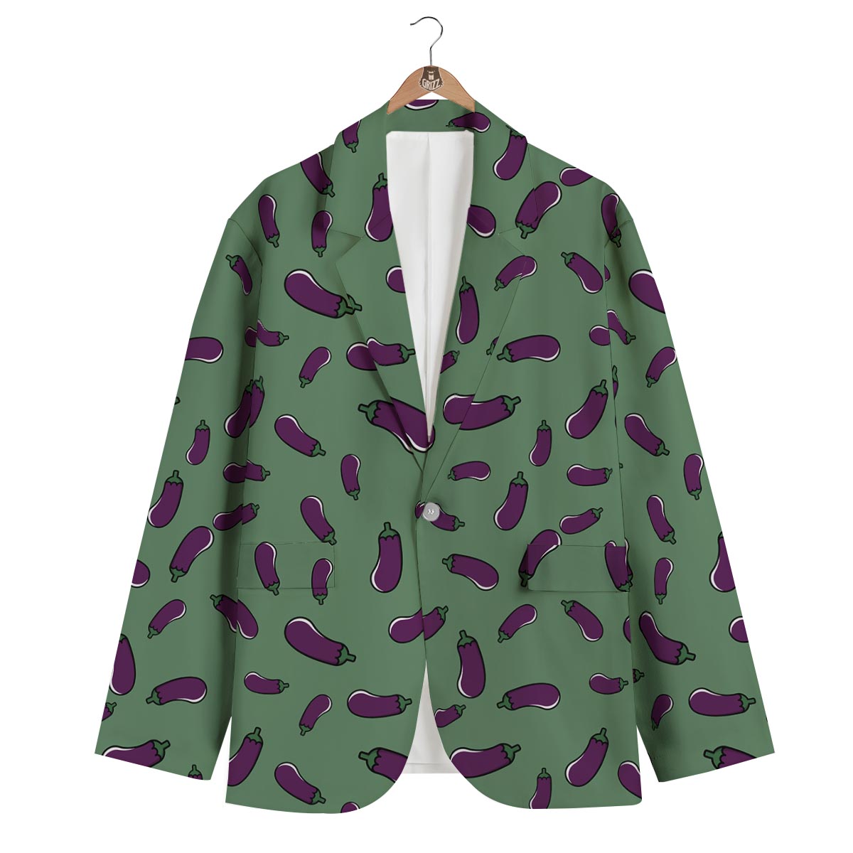 Eggplant Pattern Print Men's Blazer-grizzshop