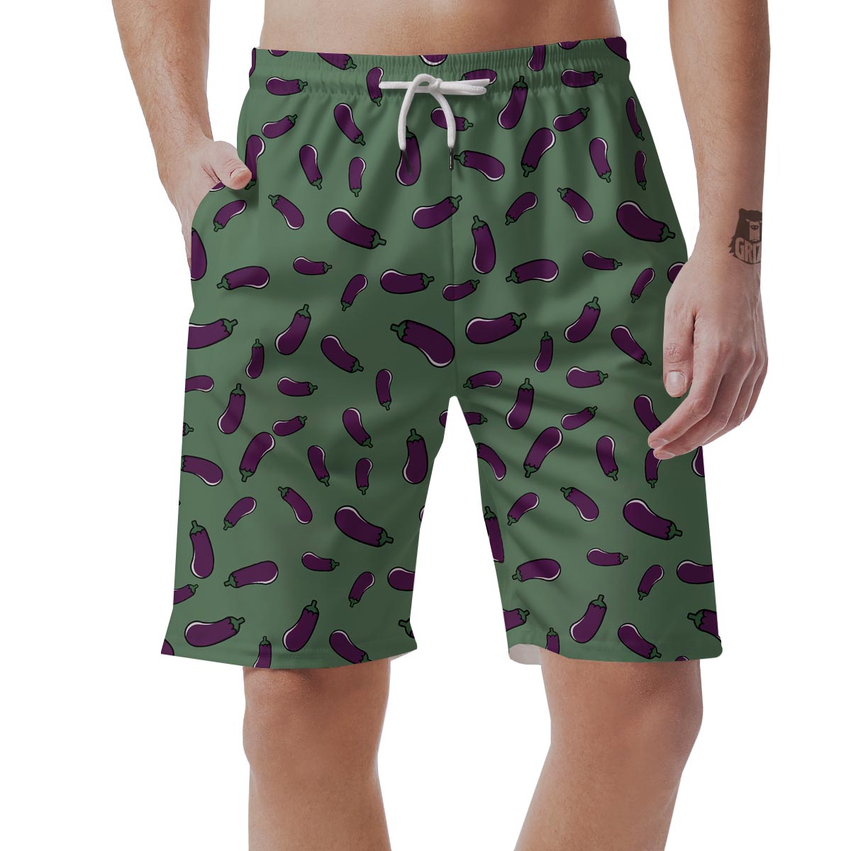 Eggplant Pattern Print Men's Shorts-grizzshop