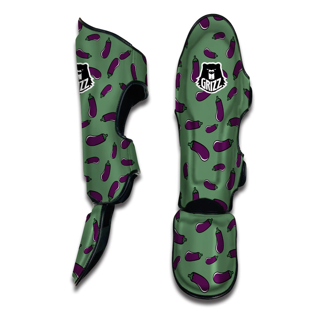Eggplant Pattern Print Muay Thai Shin Guards-grizzshop