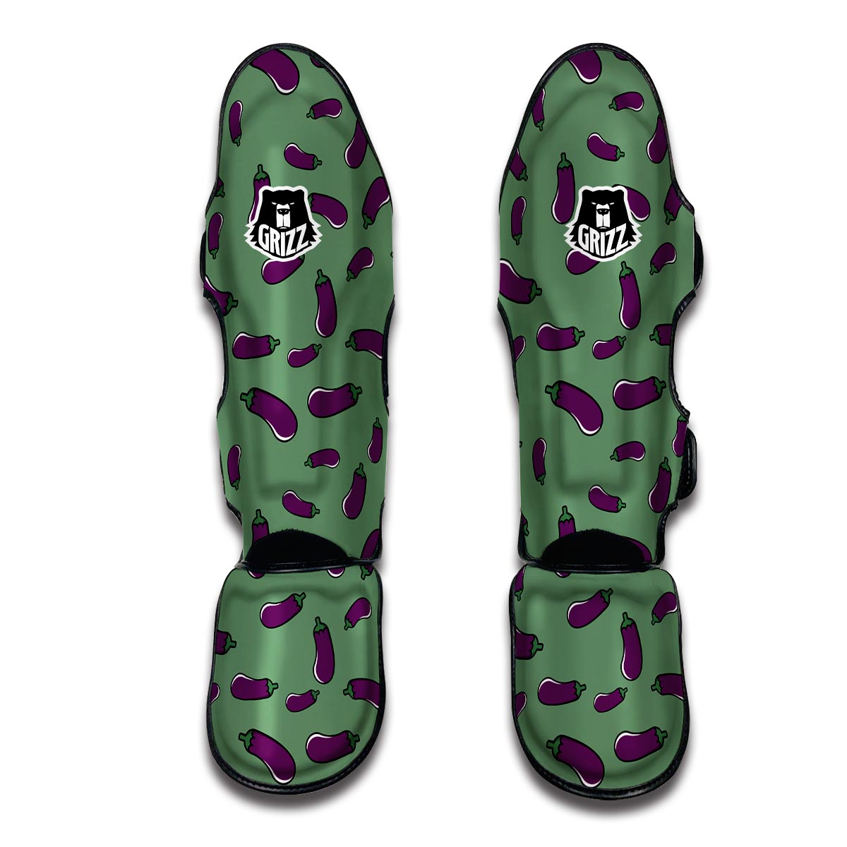 Eggplant Pattern Print Muay Thai Shin Guards-grizzshop