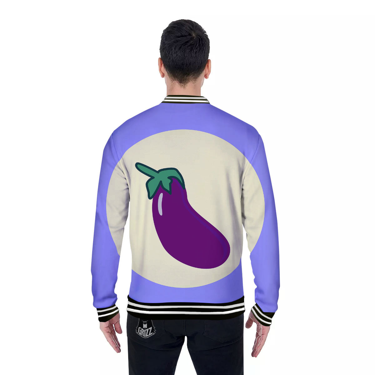 Eggplant Print Baseball Jacket-grizzshop