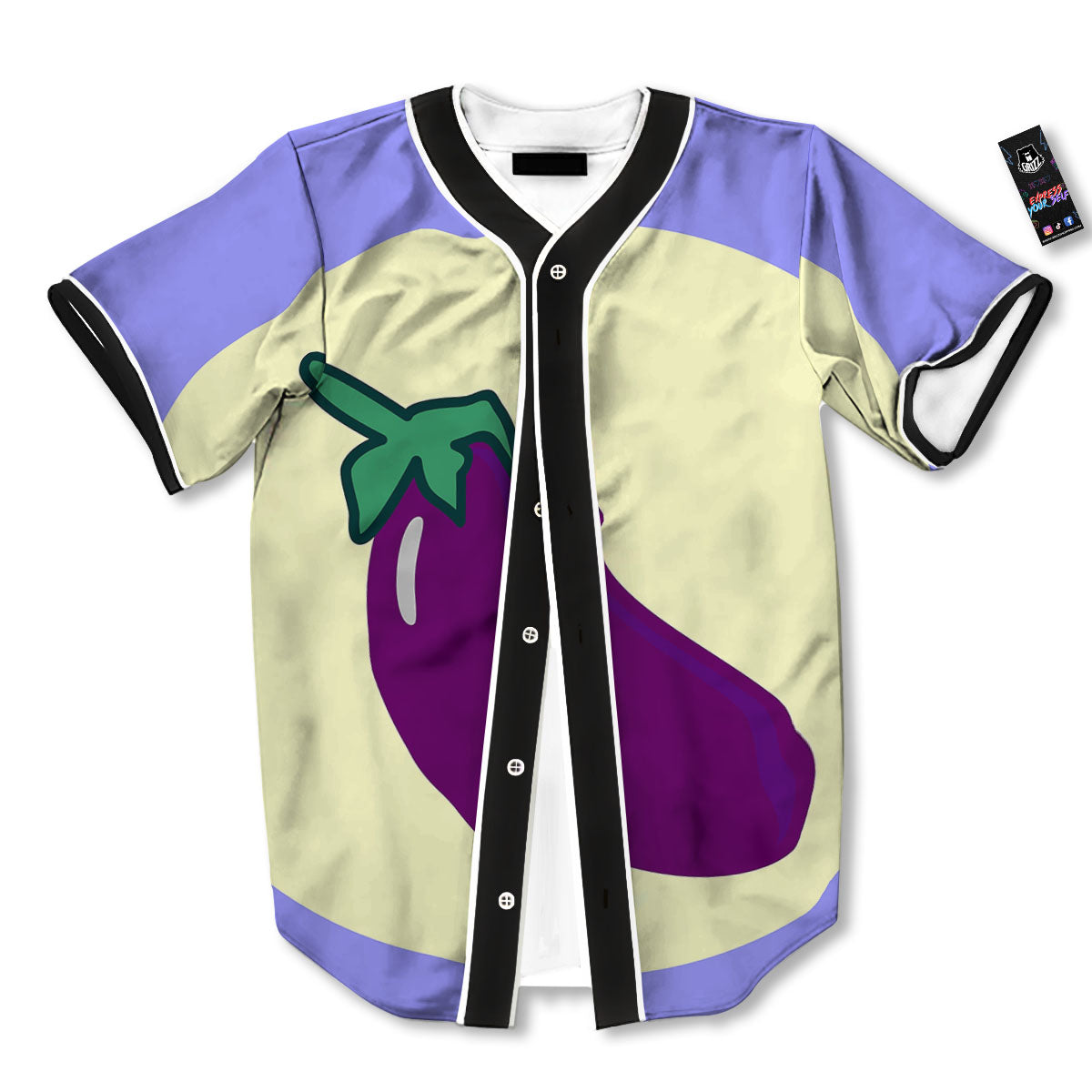 Eggplant Print Baseball Jersey-grizzshop