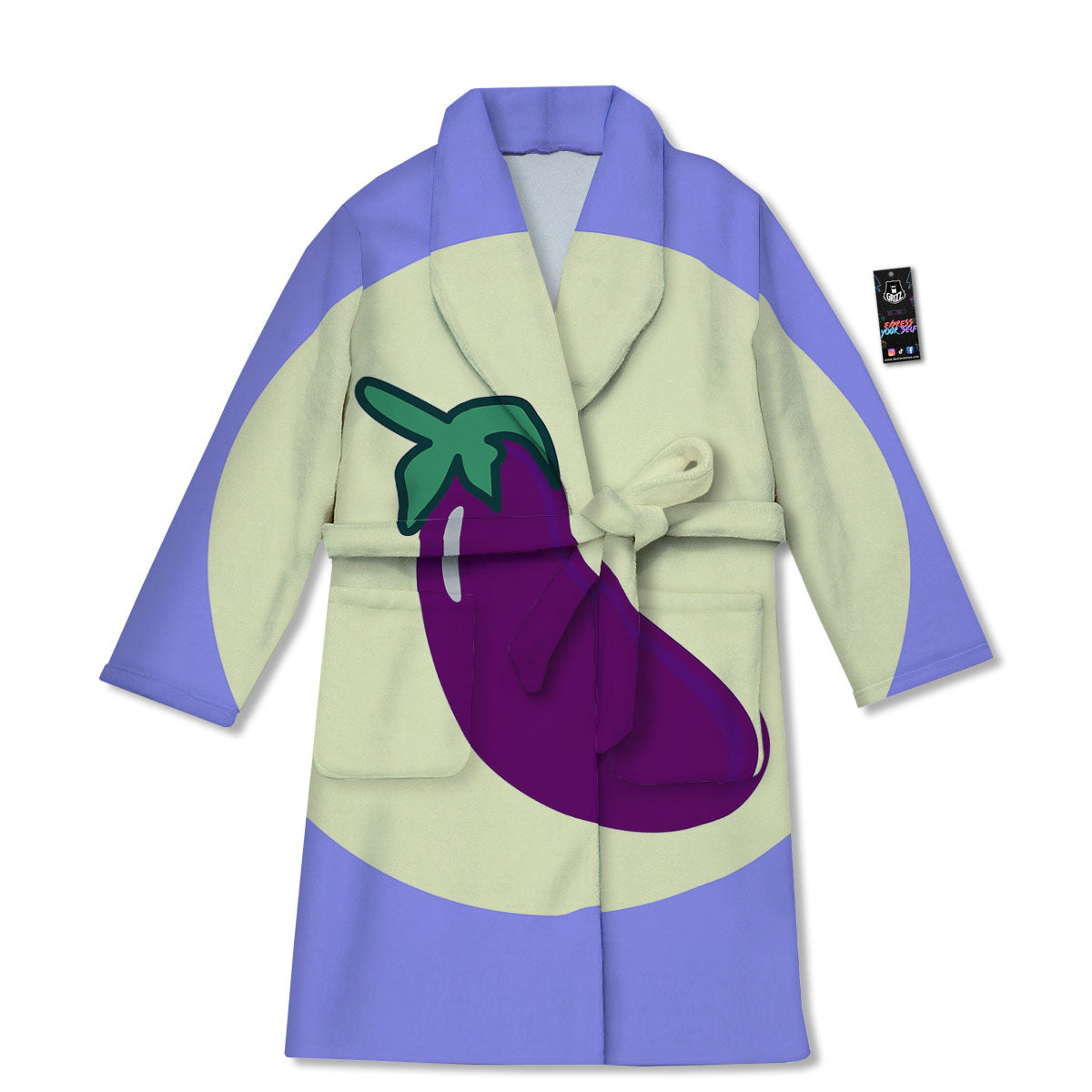 Eggplant Print Bathrobe-grizzshop